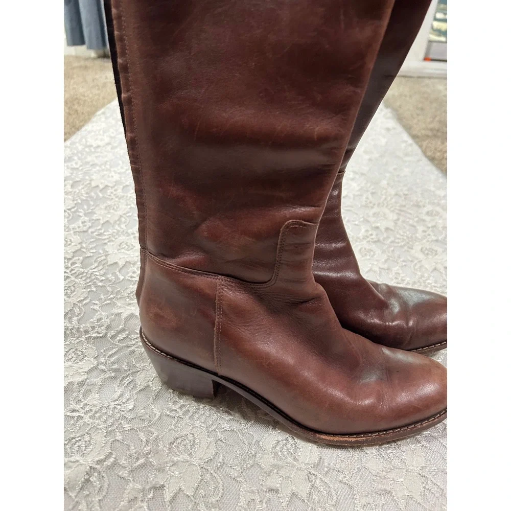 Cole Haan Welsey Brown Leather Knee High Riding Boots 6B Fall Preppy Minimalist